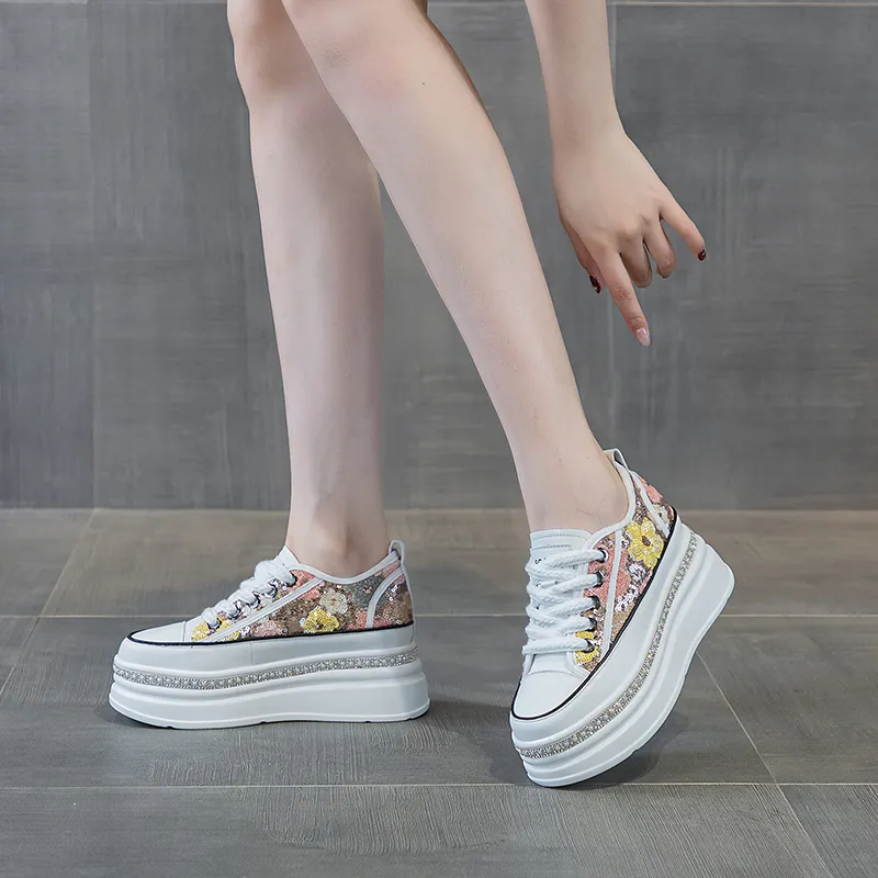 The Mystery Of Glamour Cushioning Height Increase Low Top Casual Shoes Women's-7