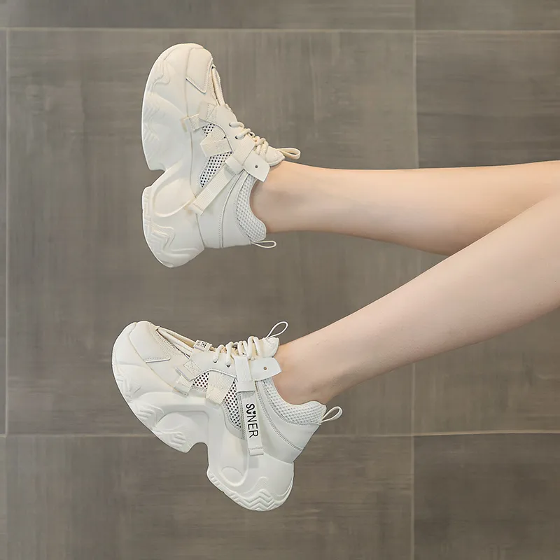 The Mystery Of Glamour Breathable Low Top Chunky Sneakers Women's-3