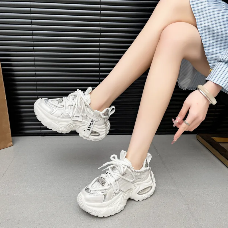 The Mystery Of Glamour Cushioning Height Increase Low Top Chunky Sneakers Women's-16