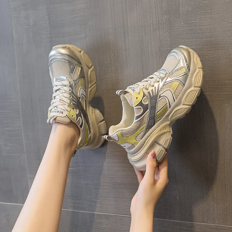 The Mystery Of Glamour Breathable Low Top Chunky Sneakers Women's-3