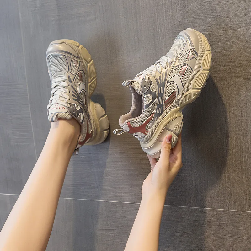 The Mystery Of Glamour Breathable Low Top Chunky Sneakers Women's-5