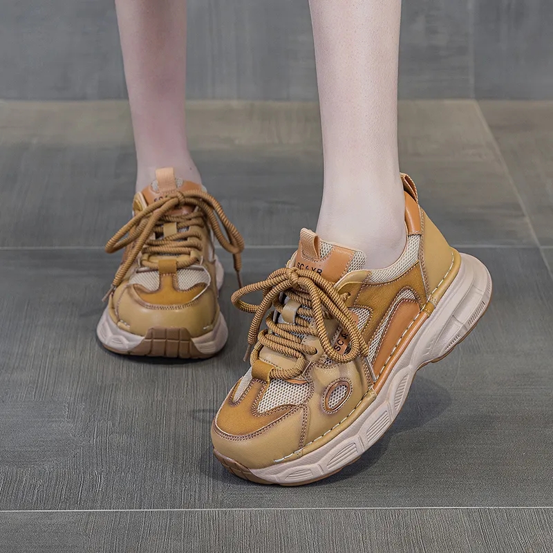 The Mystery Of Glamour Breathable Height Increasing Low Top Chunky Sneakers Women's-8