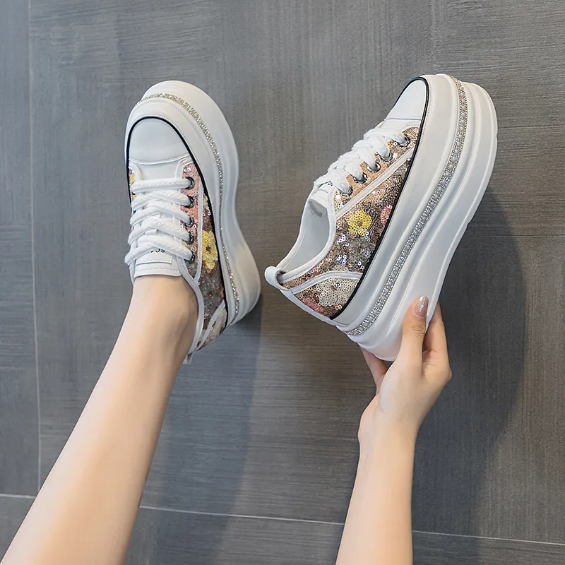 The Mystery Of Glamour Cushioning Height Increase Low Top Casual Shoes Women's-5
