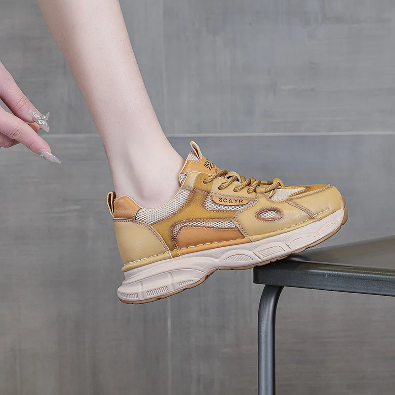 The Mystery Of Glamour Breathable Height Increasing Low Top Chunky Sneakers Women's-9