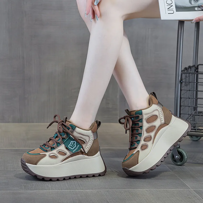 The Mystery Of Glamour Anti Slip And Wear Resistant Height Increasing Warm High Top Casual Shoes Women's-5