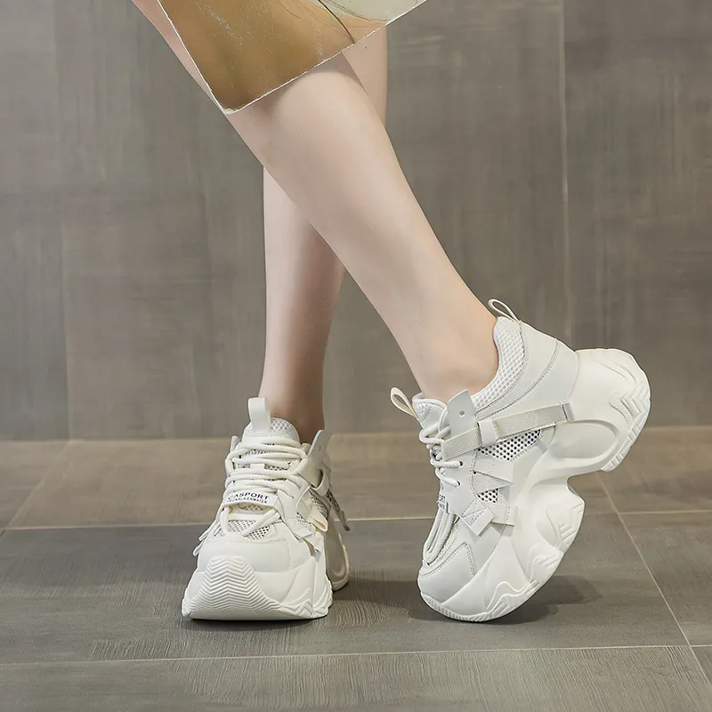 The Mystery Of Glamour Breathable Low Top Chunky Sneakers Women's-4