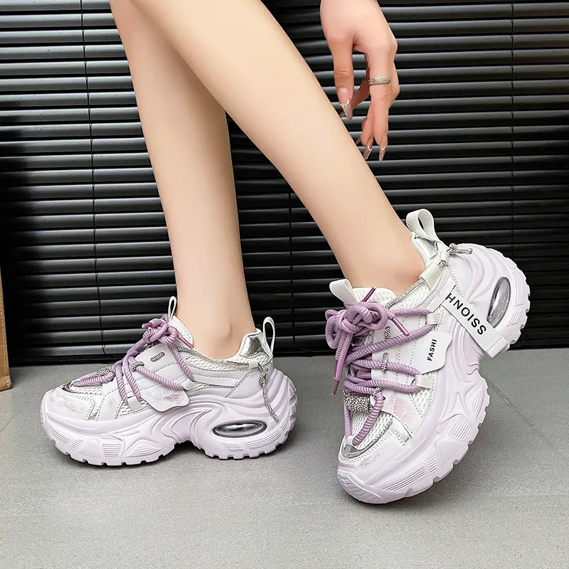 The Mystery Of Glamour Cushioning Height Increase Low Top Chunky Sneakers Women's-4