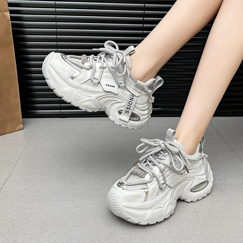 The Mystery Of Glamour Cushioning Height Increase Low Top Chunky Sneakers Women's-10