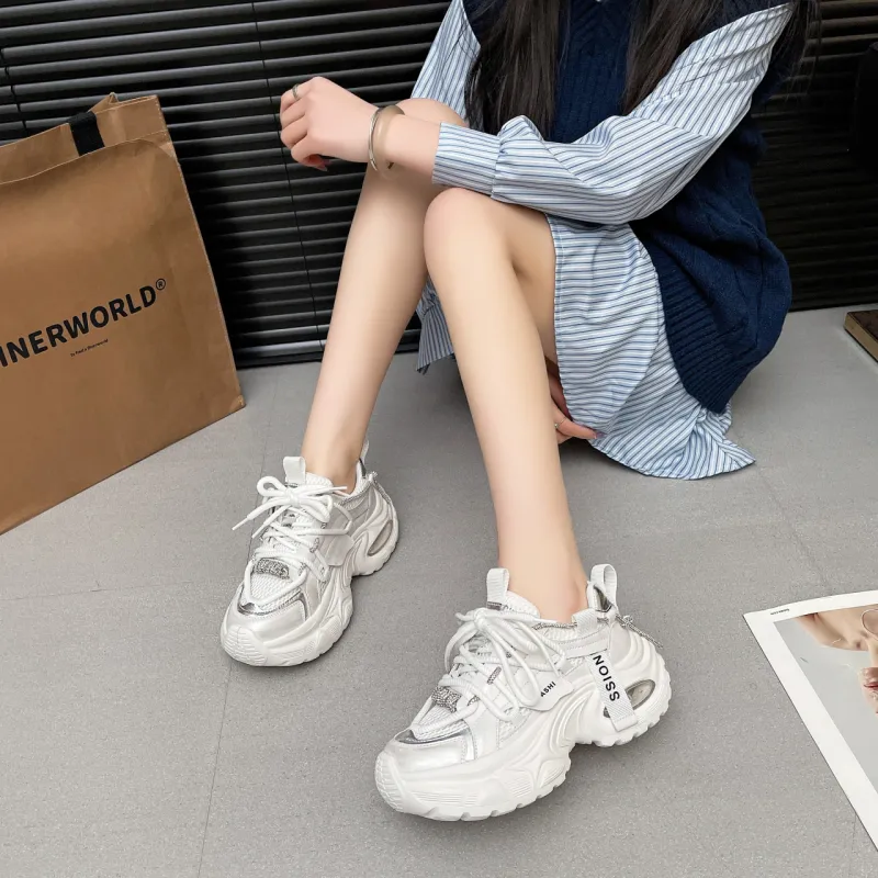 The Mystery Of Glamour Cushioning Height Increase Low Top Chunky Sneakers Women's-14