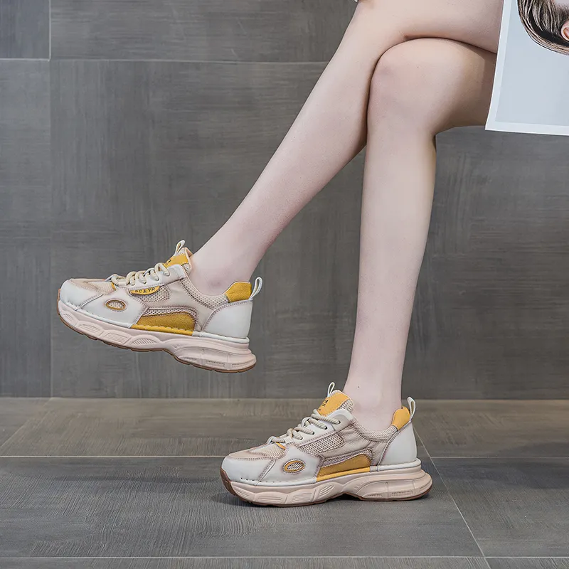The Mystery Of Glamour Breathable Height Increasing Low Top Chunky Sneakers Women's-4