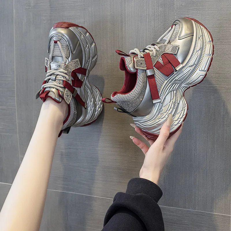 The Mystery Of Glamour Height Increasing Low Top Chunky Sneakers Women's-2