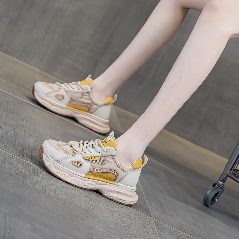The Mystery Of Glamour Breathable Height Increasing Low Top Chunky Sneakers Women's-3