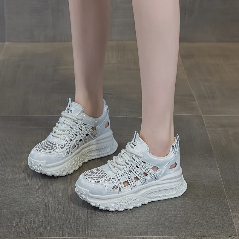 The Mystery Of Glamour Breathable Height Increase Low Top Chunky Sneakers Women's-5