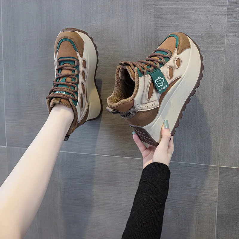The Mystery Of Glamour Anti Slip And Wear Resistant Height Increasing Warm High Top Casual Shoes Women's-3