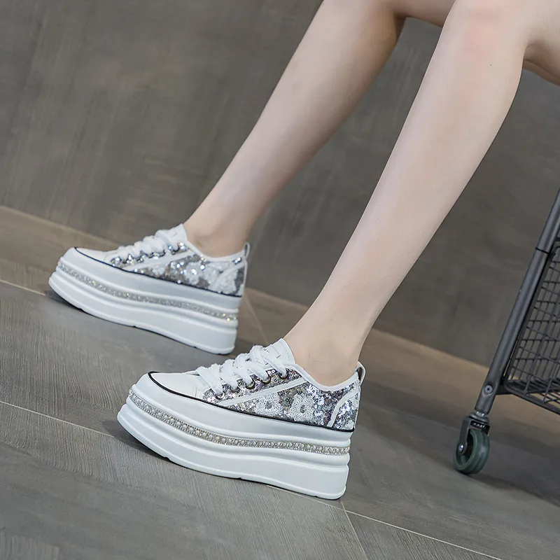 The Mystery Of Glamour Cushioning Height Increase Low Top Casual Shoes Women's-1