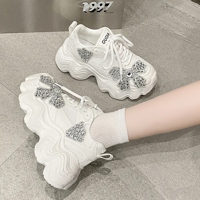 The Mystery Of Glamour Breathable Height Increase Low Top Chunky Sneakers Women's-8