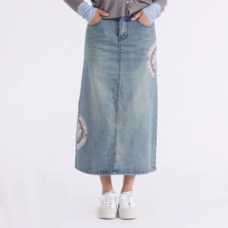 Homi+ Denim Short Skirts Women's Denim Blue-3
