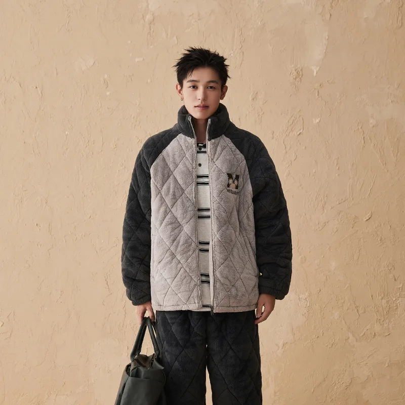 QINZUIMAO Pajama Set Men's Carbon Gray-2