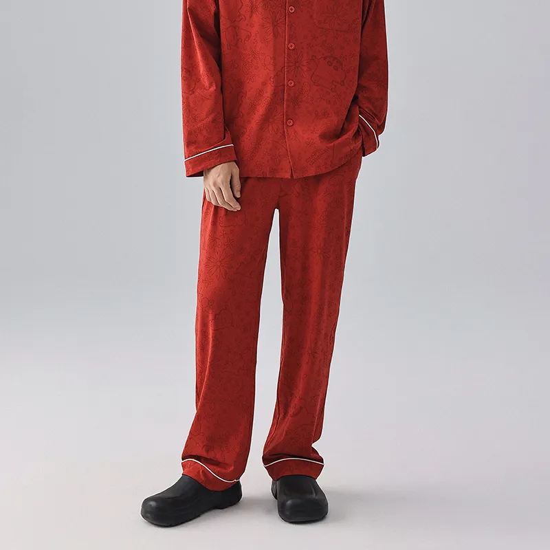 QINZUIMAO Pajama Set Men's Gift Box Set Red-1