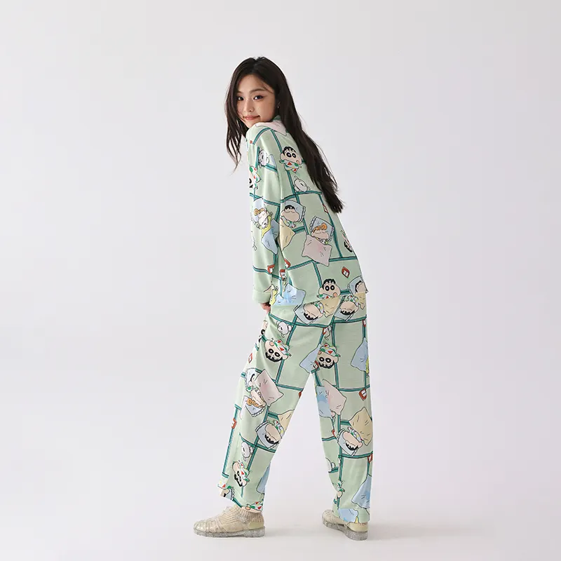 QINZUIMAO x Crayon Shinchan Pajama Set Women's New Leaf Green-3