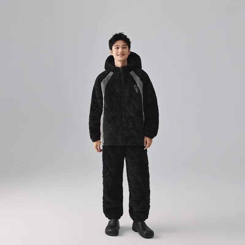 QINZUIMAO Pajama Set Men's Carbon Black-4