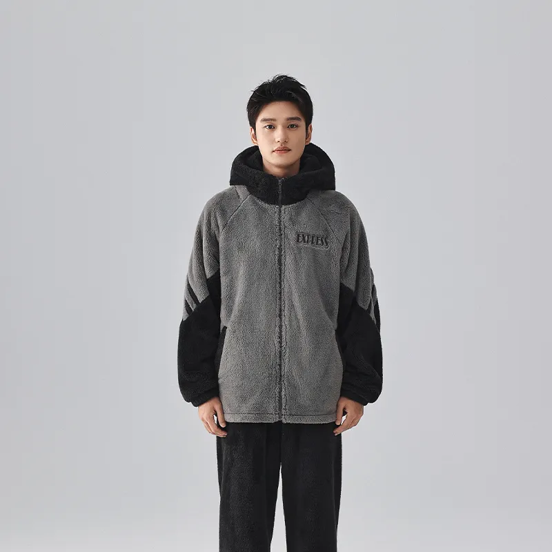 QINZUIMAO Pajama Set Men's Elegant Gray-2