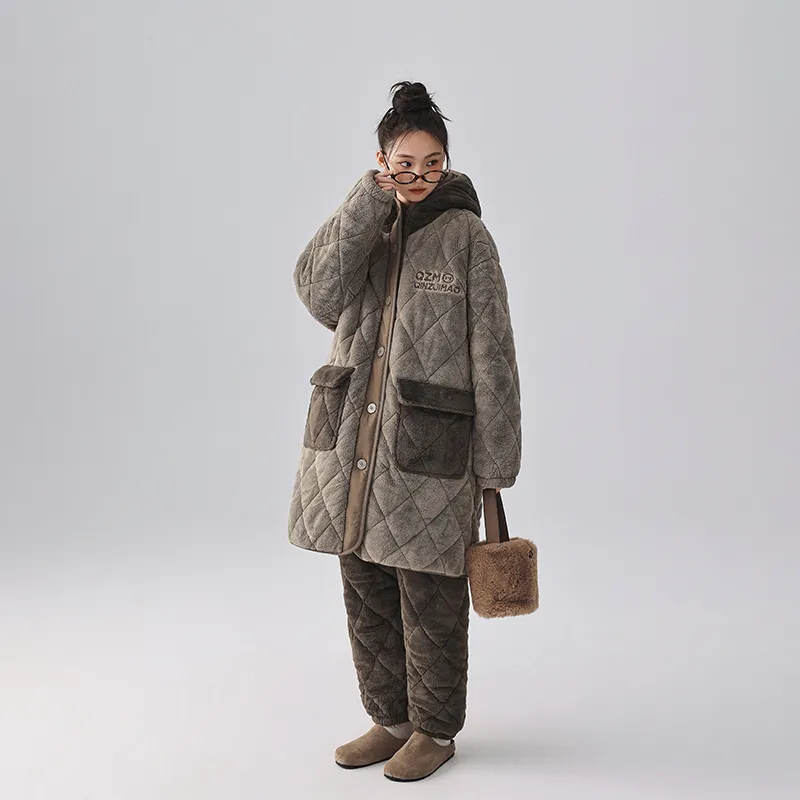 QINZUIMAO Pajama Set Women's Olive Green-2