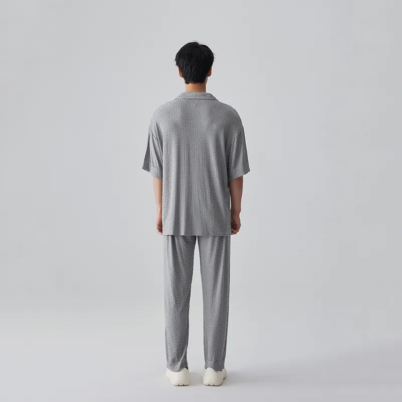 QINZUIMAO Pajama Set Men's Gray-1