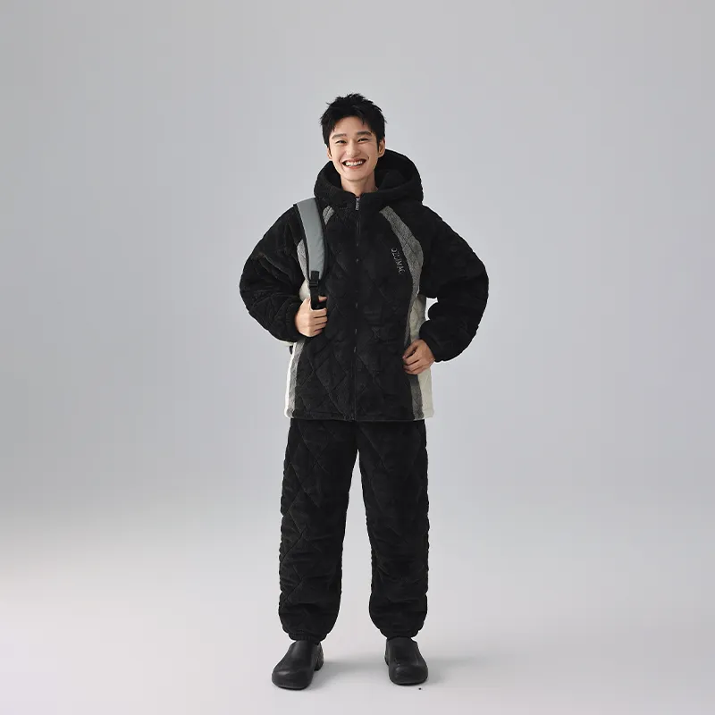 QINZUIMAO Pajama Set Men's Carbon Black-1