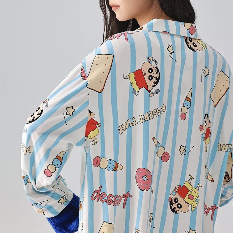 QINZUIMAO Pajama Set Women's Gift Box Set Light Blue-1