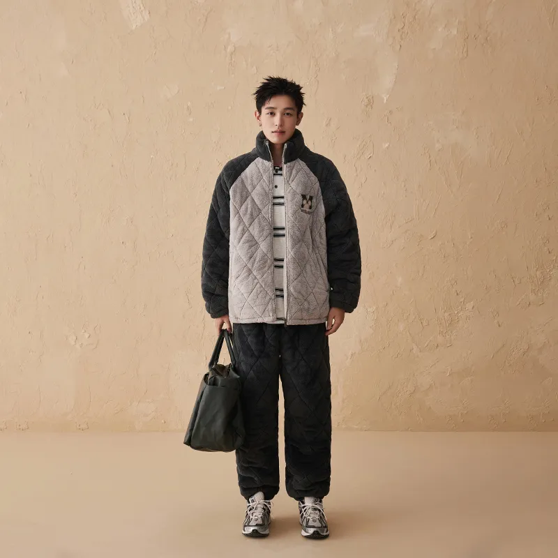 QINZUIMAO Pajama Set Men's Carbon Gray-4