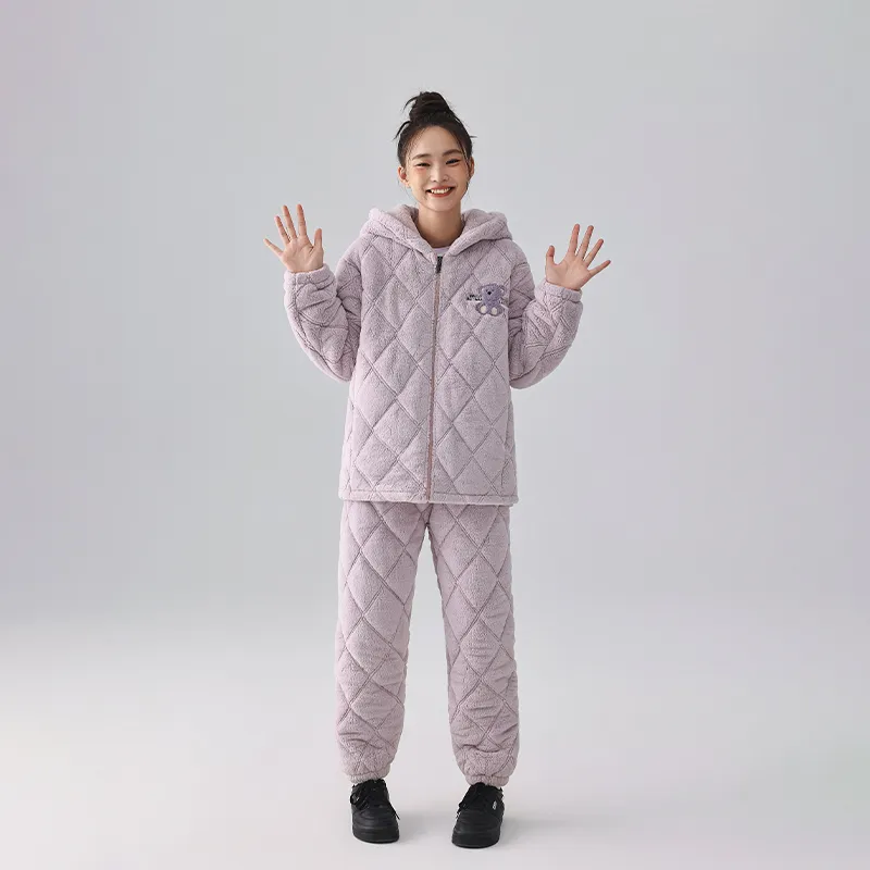 QINZUIMAO Pajama Set Women's Hyacinth Purple-3