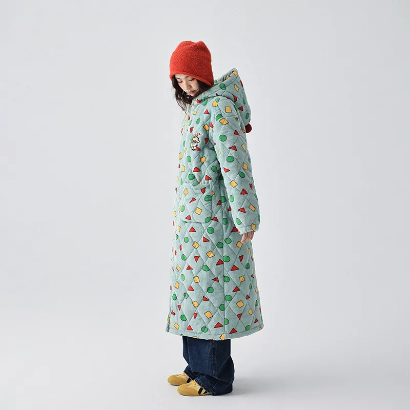 QINZUIMAO x Crayon Shinchan Pajama Robe Women's Celadon Green-5
