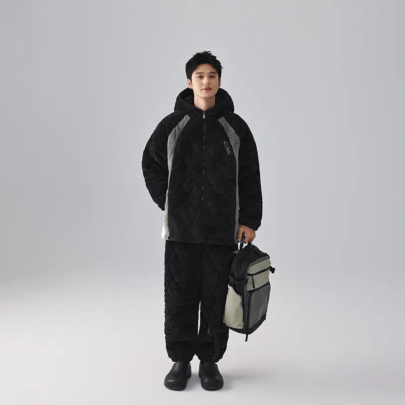 QINZUIMAO Pajama Set Men's Carbon Black-2