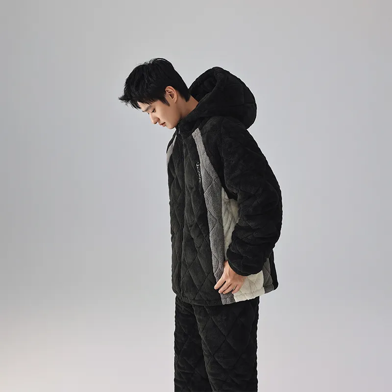 QINZUIMAO Pajama Set Men's Carbon Black-6