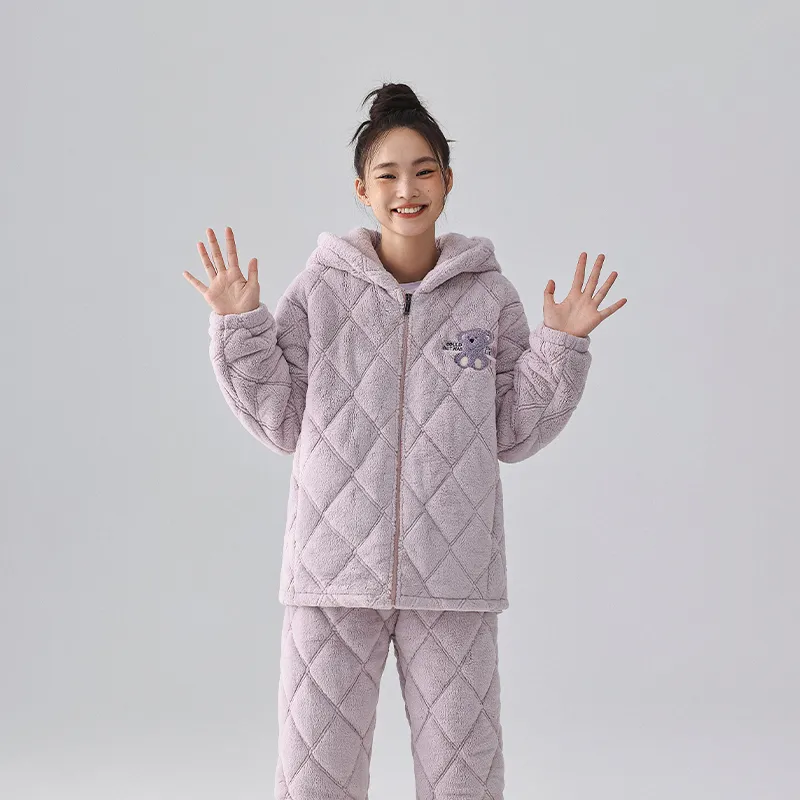 QINZUIMAO Pajama Set Women's Hyacinth Purple-1