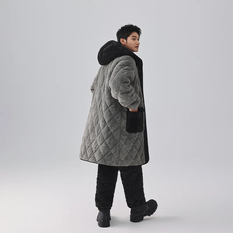 QINZUIMAO Pajama Set Men's Elegant Gray-4