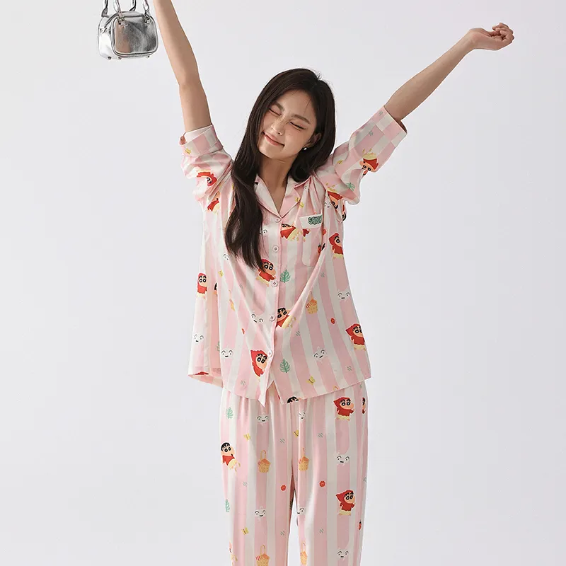 QINZUIMAO x Crayon Shinchan Pajama Set Women's Soft Pink-2