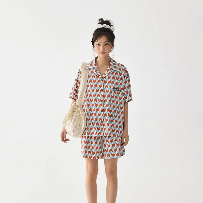 QINZUIMAO Pajama Set Women's Maple Leaf Red-6