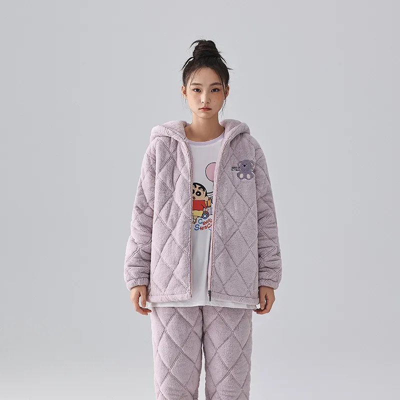 QINZUIMAO Pajama Set Women's Hyacinth Purple-2