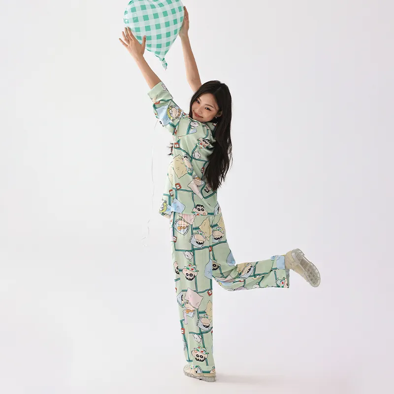 QINZUIMAO x Crayon Shinchan Pajama Set Women's New Leaf Green-6