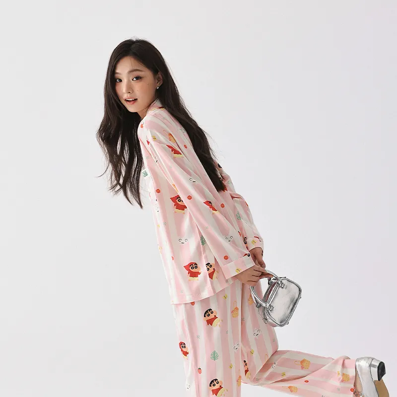 QINZUIMAO x Crayon Shinchan Pajama Set Women's Soft Pink-4