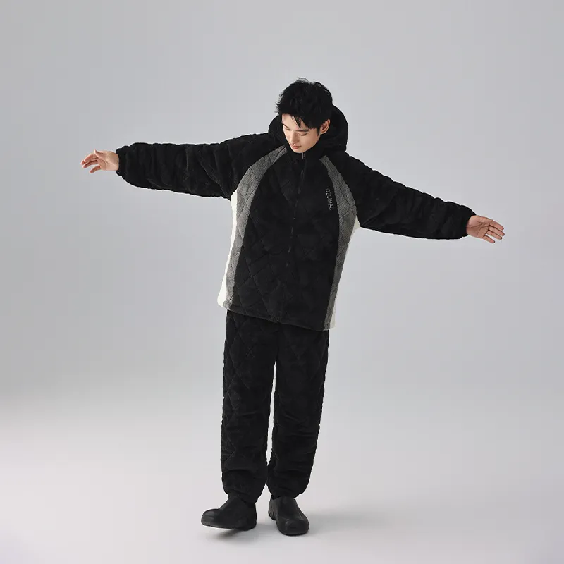 QINZUIMAO Pajama Set Men's Carbon Black-3