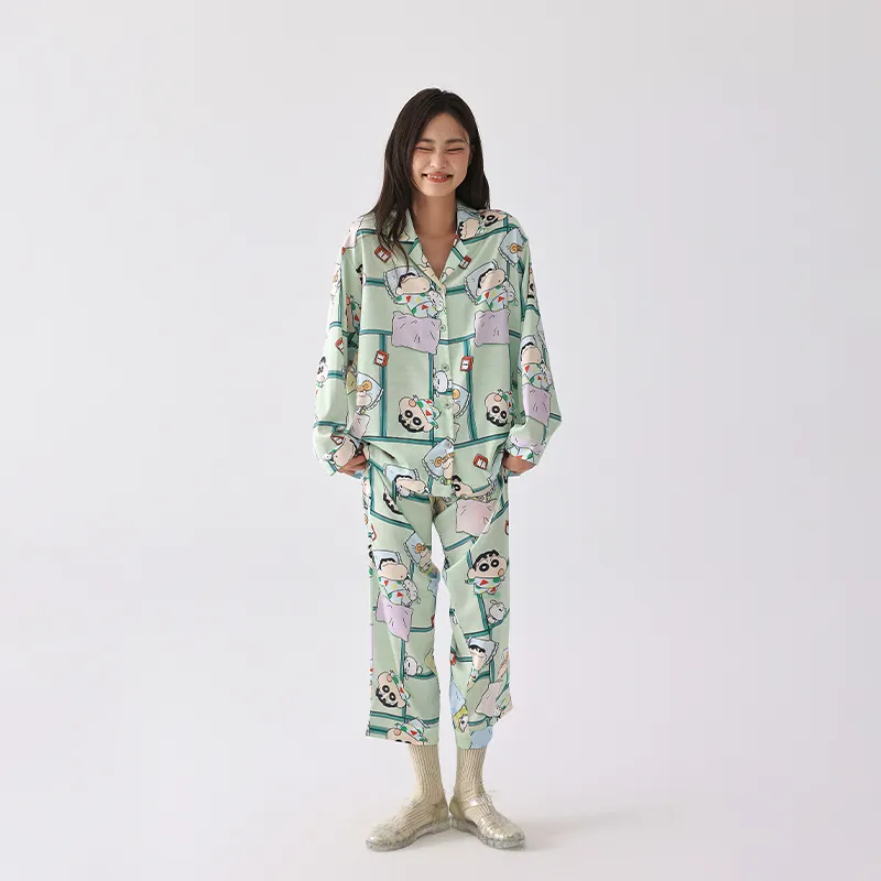 QINZUIMAO x Crayon Shinchan Pajama Set Women's New Leaf Green-4