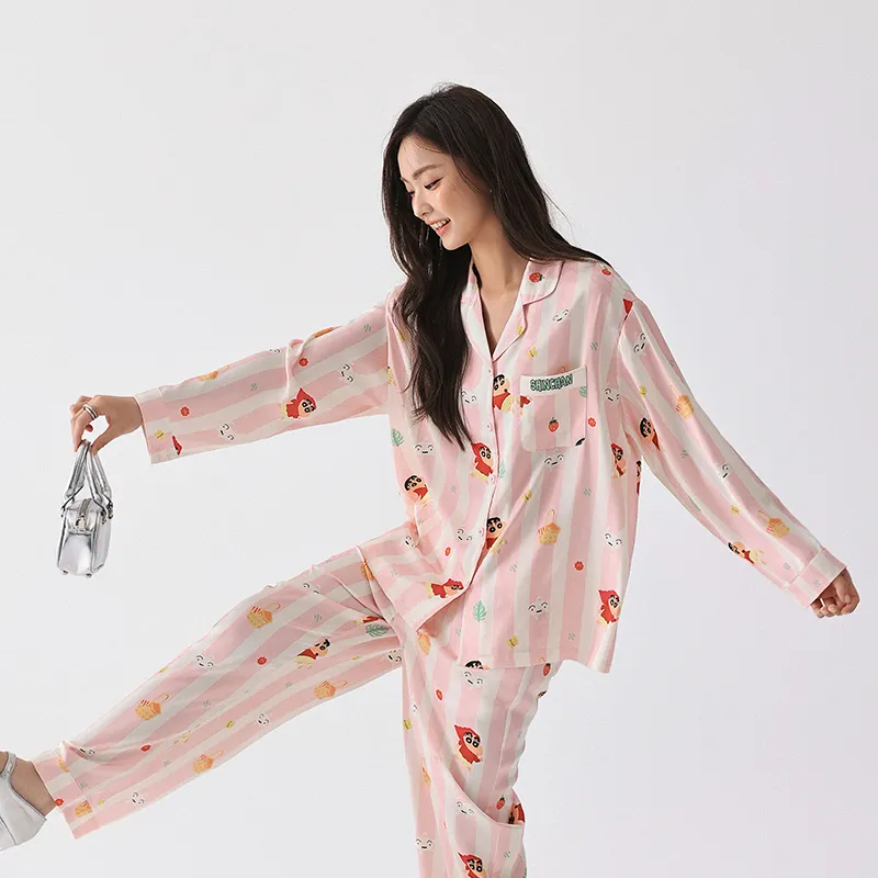 QINZUIMAO x Crayon Shinchan Pajama Set Women's Soft Pink-3