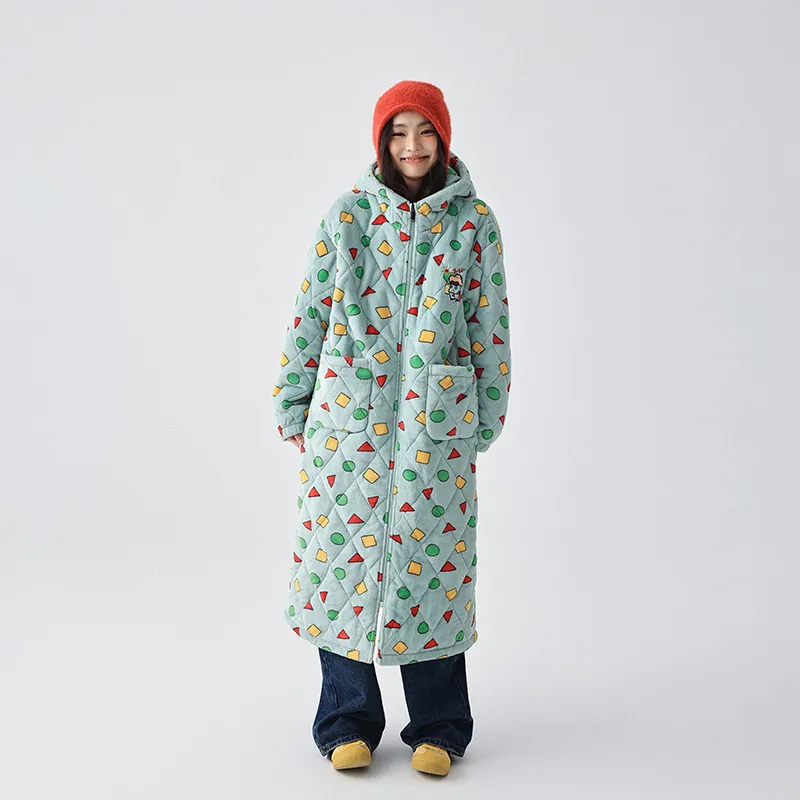 QINZUIMAO x Crayon Shinchan Pajama Robe Women's Celadon Green-3