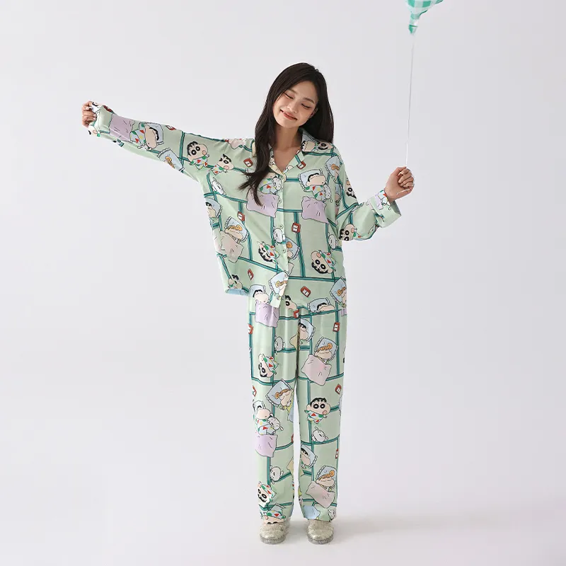 QINZUIMAO x Crayon Shinchan Pajama Set Women's New Leaf Green-1