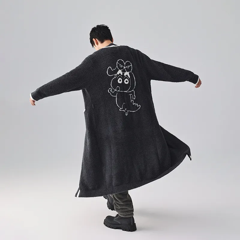 QINZUIMAO Pajama Robe Men's Carbon Gray-1