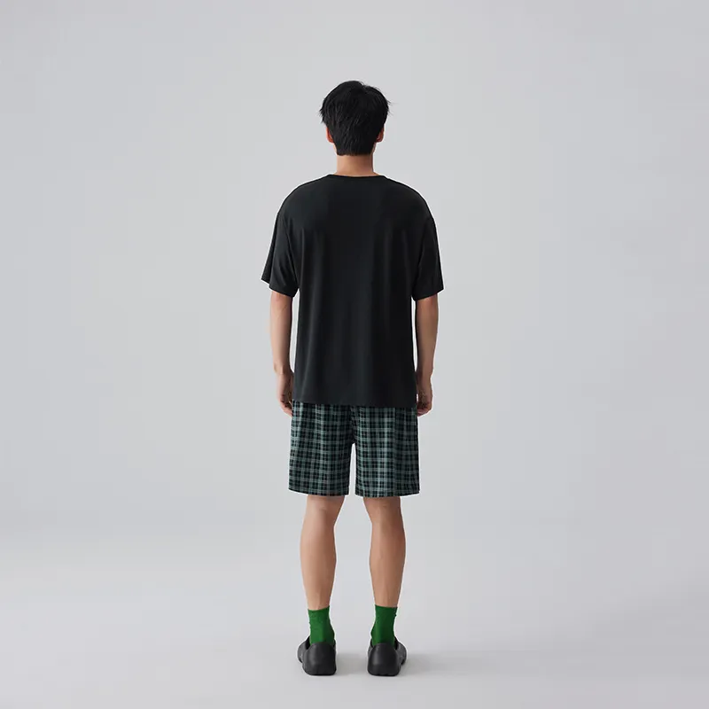 QINZUIMAO Pajama Set Men's Black-1