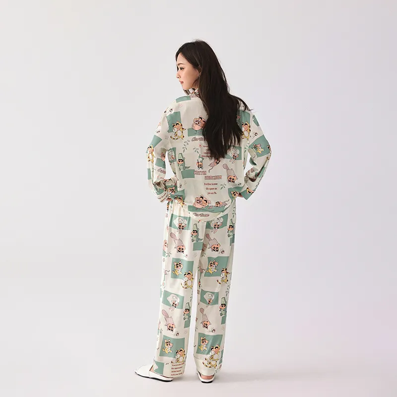 QINZUIMAO x Crayon Shinchan Pajama Set Women's Bamboo Green-6